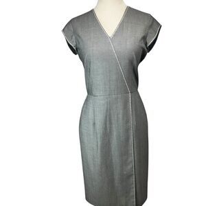Worth New York Wool Silk Sheath Dress Size 6 Gray Tailored Work Dress